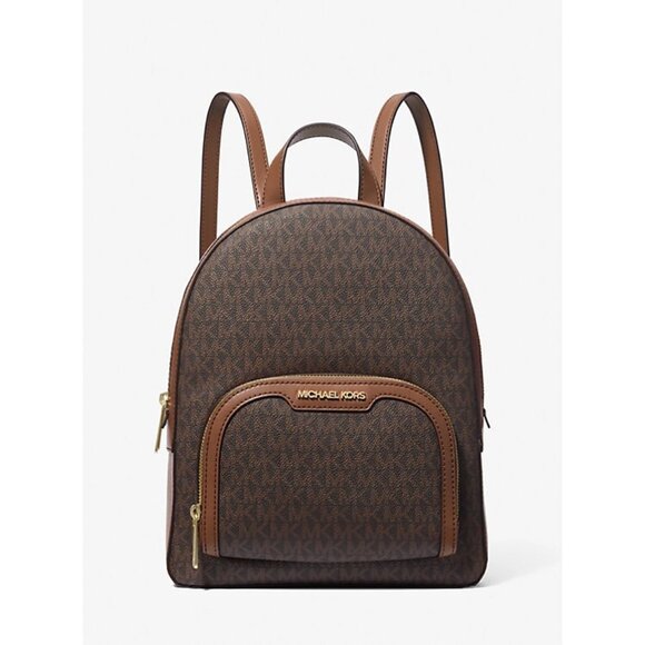 New Michael Kors Jaycee Medium Logo Backpack Brown - Picture 1 of 4